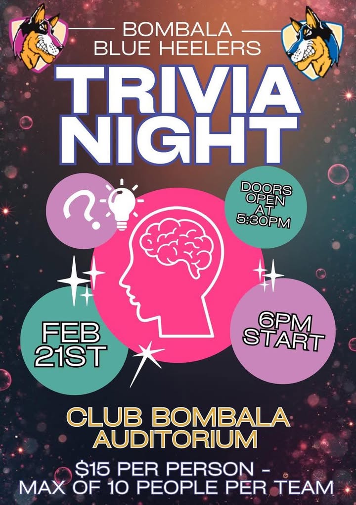 Featured image for “Bombala Blue Heelers Trivia Night at Club Bombala”